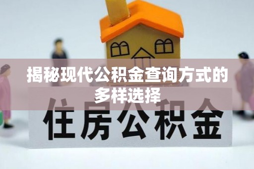 西秀揭秘现代公积金查询方式的多样选择